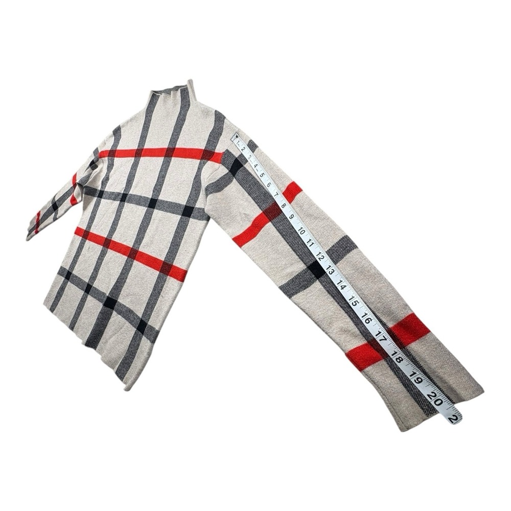 Tahari Mock Neck Checkered Sweater Beige Gray Red Women's‎ Medium - Picture 7 of 8